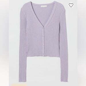 H&M Orange Tangerine Purple Lilac Knit Slim Cropped Ribbed Cardigan